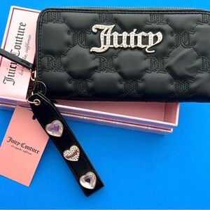Juicy Couture Black Quilted Logo Wristlet Wallet